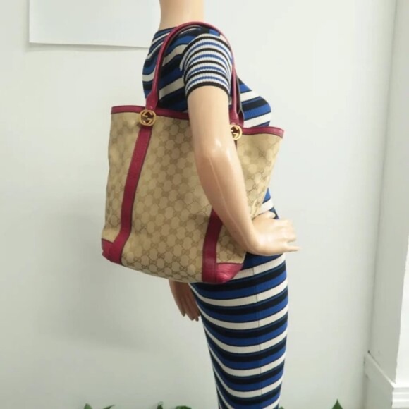 100% Authentic GUCCI GG Brown Cloth Tote 588-060224 - Picture 12 of 12